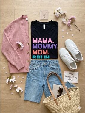 NIP Mama Mommy Mom Bruh Graphic V-Neck Tee - S-XL